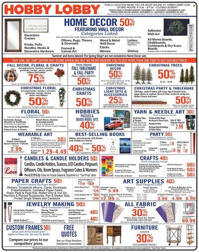 Hobby Lobby Weekly Ad Flyer November 15 to November 22