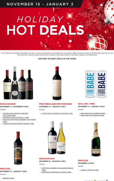 Alcool NB Liquor Flyer November 15 to January 2