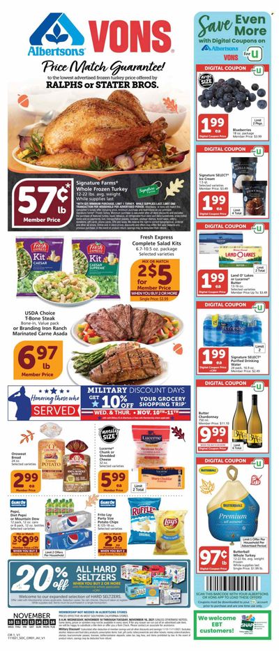 Vons (CA) Weekly Ad Flyer November 17 to November 24