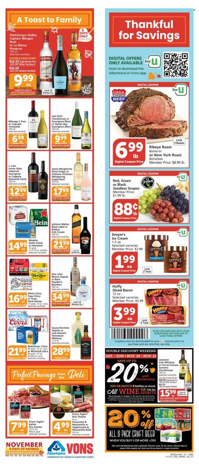 Vons (CA) Weekly Ad Flyer November 17 to November 24