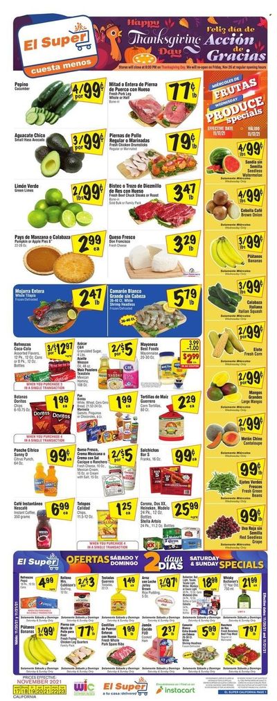 El Super (CA, NM, NV, TX) Weekly Ad Flyer November 17 to November 24