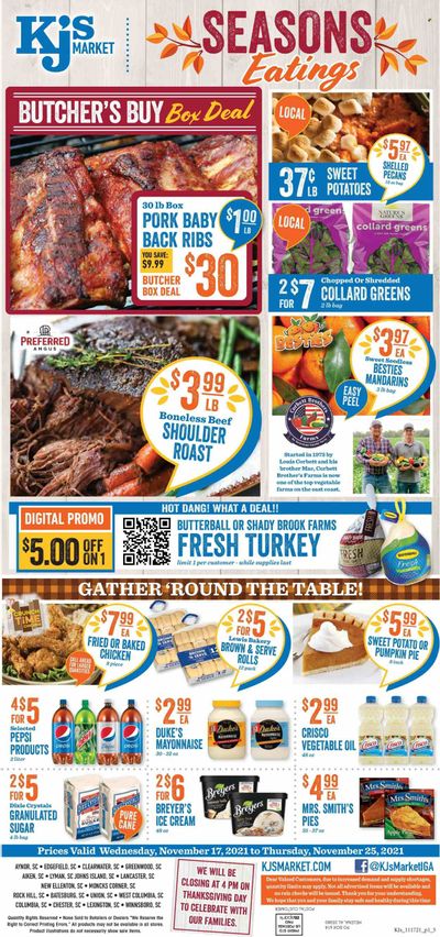 KJ´s Market (GA, SC) Weekly Ad Flyer November 17 to November 24