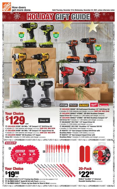 Home Depot Holiday Gift Guide Flyer November 18 to December 22