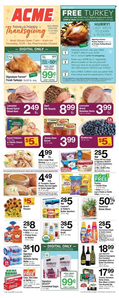 ACME (DE, NJ, NY, PA) Weekly Ad Flyer November 18 to November 25
