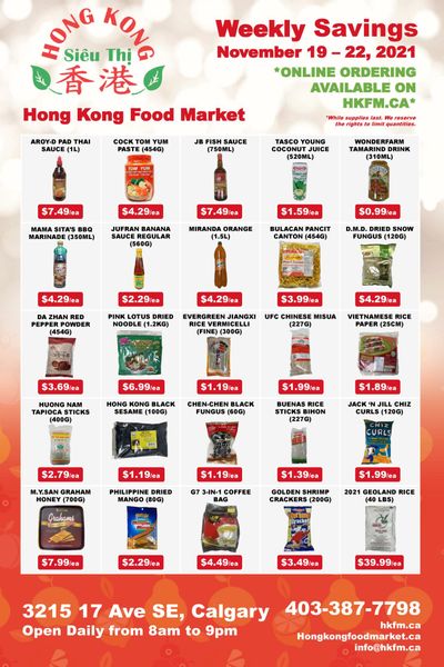 Hong Kong Food Market Flyer November 19 to 22