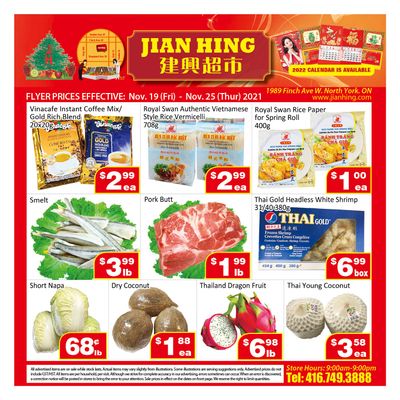 Jian Hing Supermarket (North York) Flyer November 19 to 25