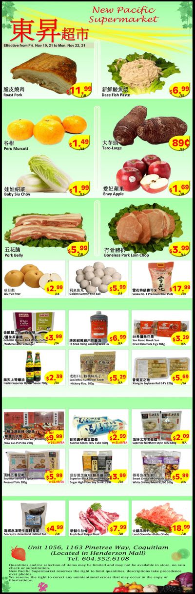 New Pacific Supermarket Flyer November 19 to 22