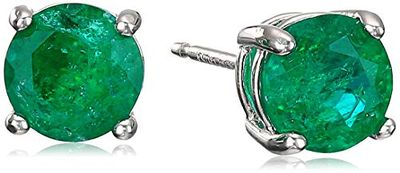 Amazon Essentials Sterling Silver Round Created Emerald Birthstone Stud Earrings (May) $56.7 (Reg $81.00)