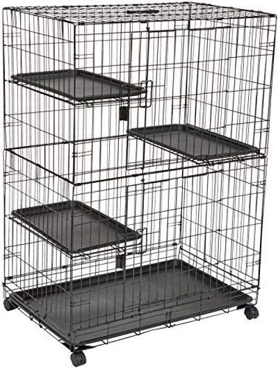 Amazon Basics Large 3-Tier Cat Cage Playpen Box Crate Kennel - 36 x 22 x 51 Inches, Black $87.01 (Reg $118.72)