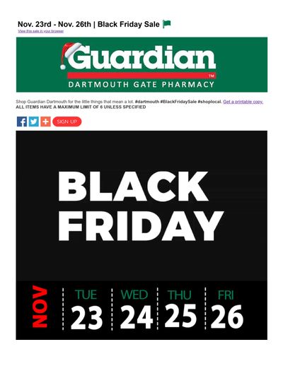 Guardian (Dartmouth Gate) Black Friday Flyer November 23 to 26