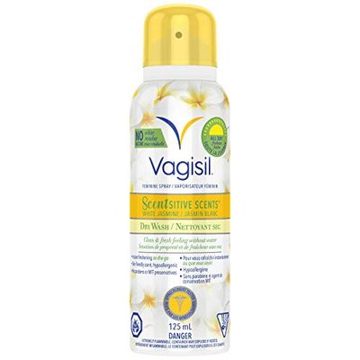 Vagisil Scentsitive Scents Dry Wash Deodorant Spray for On The Go Feminine Hygiene, White Jasmine, 125 ml (Pack of 1) $3 (Reg $5.99)