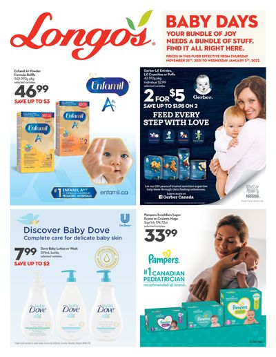 Longo's Baby Days Flyer November 25 to January 5