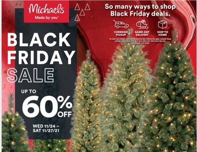 Michaels Canada Black Friday Flyer 2021 Deals: Save 60% OFF Christmas Tree + More Offers