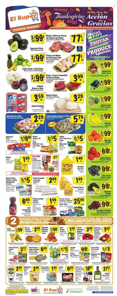 El Super (CA, NM, NV, TX) Weekly Ad Flyer November 24 to December 1