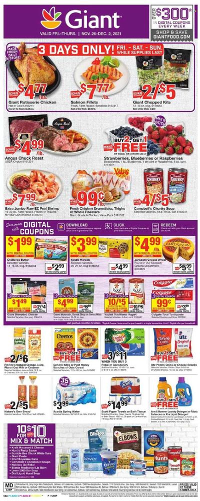 Giant Food (DE, MD, VA) Weekly Ad Flyer November 25 to December 2