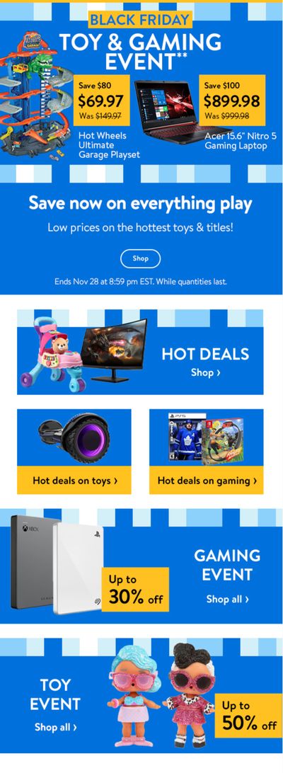 Walmart Canada Black Friday Toy & Gaming Event Flyer November 26 to 28, 2021