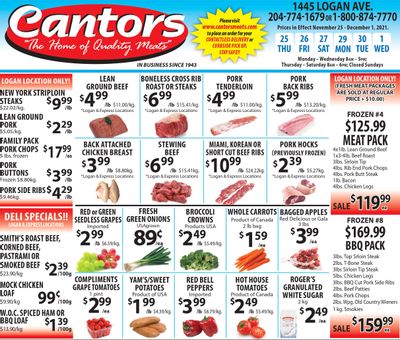 Cantor's Meats Flyer November 25 to December 1