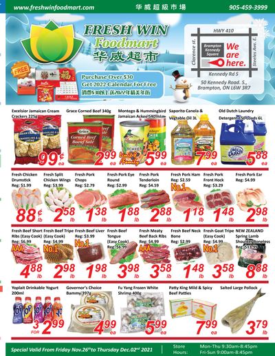 Fresh Win Foodmart (Brampton) Flyer November 26 to December 2