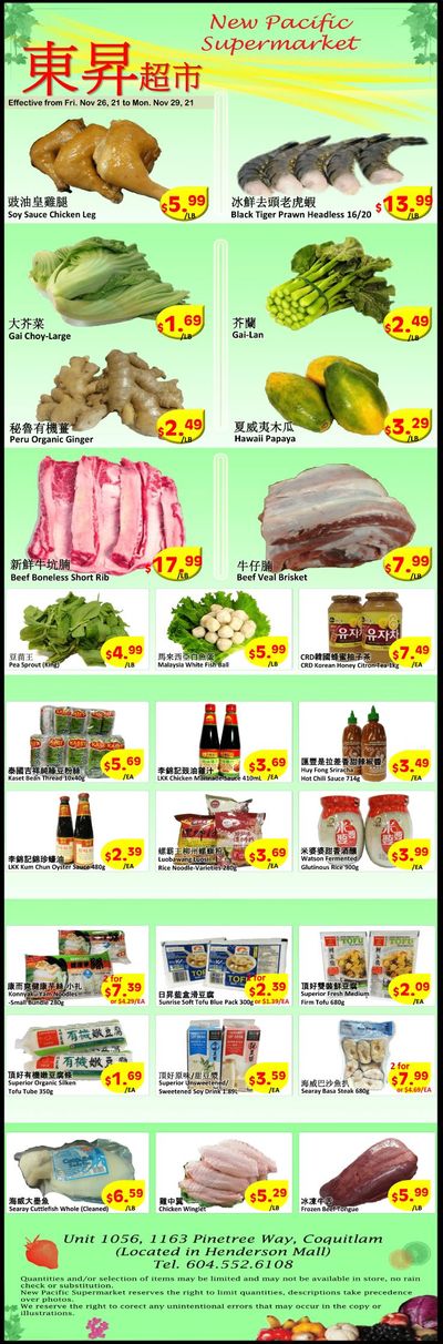 New Pacific Supermarket Flyer November 26 to 29