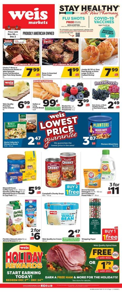 Weis (MD, NY, PA) Weekly Ad Flyer November 26 to December 3