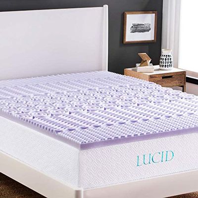 LUCID 2 Inch 5 Zone Lavender Memory Foam Mattress Topper – Calming Lavender – Targeted Convoluted Comfort Zones, King (LU20KK30ZT) $72.24 (Reg $84.99)