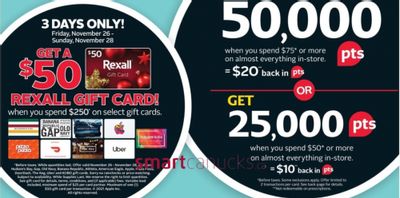 Rexall Canada: Get A $50 Rexall Gift Card When You Spend $250 On Select Gift Cards