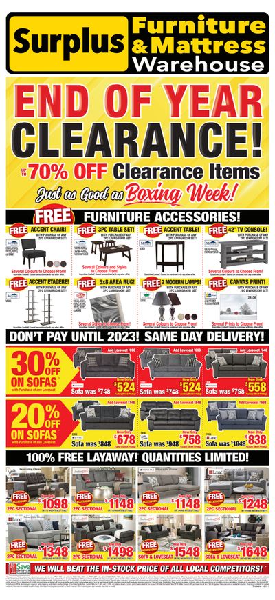 Surplus Furniture & Mattress Warehouse (St. John's) Flyer November 29 to December 19