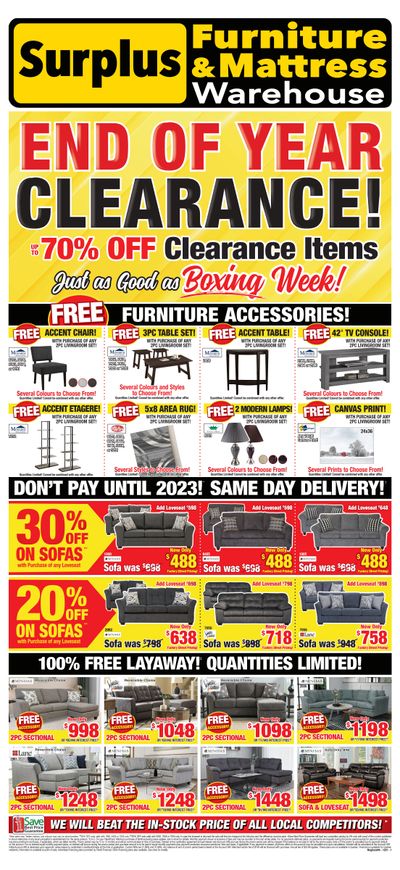 Surplus Furniture & Mattress Warehouse (Saskatoon) Flyer November 29 to December 19