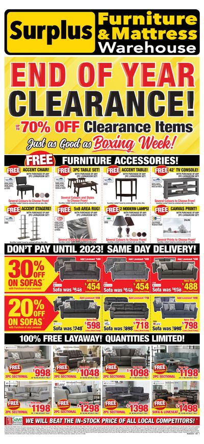 Surplus Furniture & Mattress Warehouse (Lethbridge) Flyer November 29 to December 19
