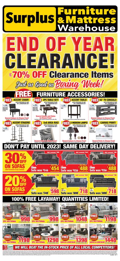 Surplus Furniture & Mattress Warehouse (Brandon) Flyer November 29 to December 19