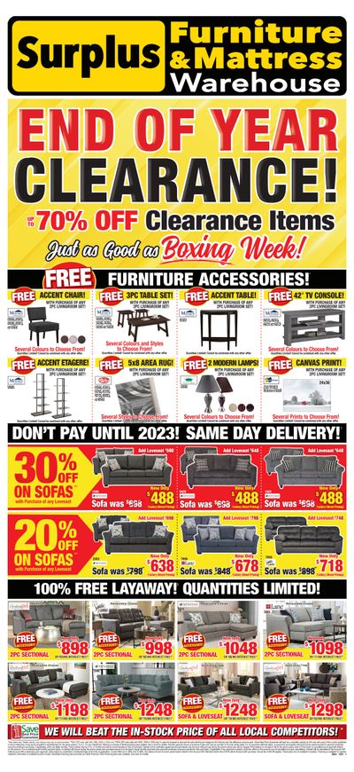 Surplus Furniture & Mattress Warehouse (Belleville) Flyer November 29 to December 19