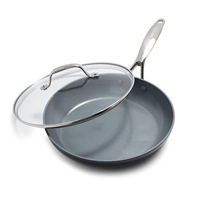 GreenPan Valencia Pro Hard Anodized Induction Safe Healthy Ceramic Nonstick, Frying Pan/Skillet with Lid, 10", Gray $67.49 (Reg $116.99)