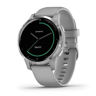 Garmin Vivoactive 4S, Smaller-Sized GPS Smartwatch, Features Music, Body Energy Monitoring, Animated Workouts, Pulse Ox Sensors and More, Silver with Gray Band $239.99 (Reg $479.99)