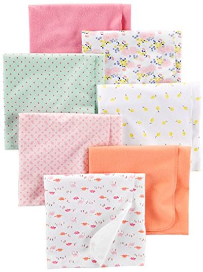 Simple Joys by Carter's Baby Girls' 7-Pack Flannel Receiving Blankets, Floral/Pink/Mint/Lemon/Dino, One Size $19.3 (Reg $22.10)
