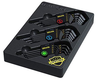 LEXIVON Master Wrench Key Set, 35-Piece Long Arm Ball End Hex Keys | 3-Pack Metric/SAE & Star, Industrial Grade S2 Alloy Steel (LX-131) $29.98 (Reg $58.41)