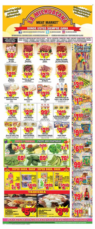 La Michoacana Meat Market (TX) Weekly Ad Flyer December 1 to December 8