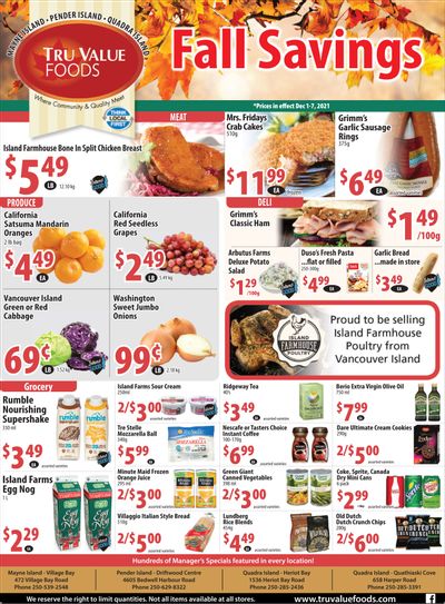 Tru Value Foods Flyer December 1 to 7