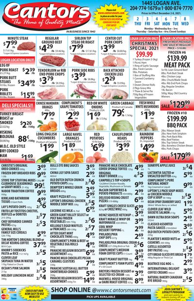 Cantor's Meats Flyer December 2 to 8