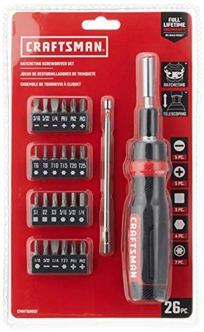 CRAFTSMAN CMHT68001 Ratcheting Screwdriver - 26Pc Multi-Bits $14.99 (Reg $22.99)