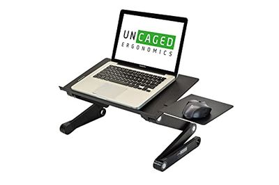 WorkEZ Best Adjustable Laptop Cooling Stand & Lap Desk for Bed Couch w/ Mouse Pad. Ergonomic Height Angle tilt Aluminum Desktop Tray Portable MacBook pro Computer Riser Table Cooler Folding Holder $40.7 (Reg $51.23)