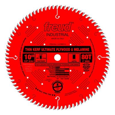Freud LU79R010 Thin Kerf Ultimate Plywood and Melamine Saw Blade 10 Inch x 80t Hi-ATB 5/8 Inch Arbor Perma-Shield Coated, One Size, Multi $79.95 (Reg $109.00)