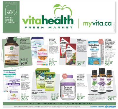 Vita Health Fresh Market Flyer December 3 to 19