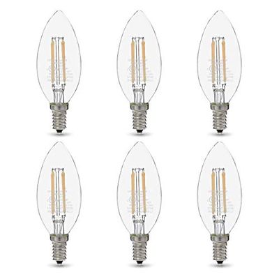 Amazon Basics 60W Equivalent, Clear, Daylight, Dimmable, 15,000 Hour Lifetime, B11 (E12 Candelabra Base) LED Light Bulb | 6-Pack $12.26 (Reg $16.43)