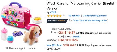 Amazon Canada Deals: Save 34% on VTech Care for Me Learning Carrier + 50% on Crayola Inspiration Art Case 140 Art Supplies Crayons