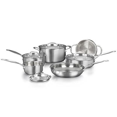 CUISINART 77-10NC Classic Collection Cookware Set, Brushed Stainless Steel, 10 Piece, Silver $134.99 (Reg $149.99)