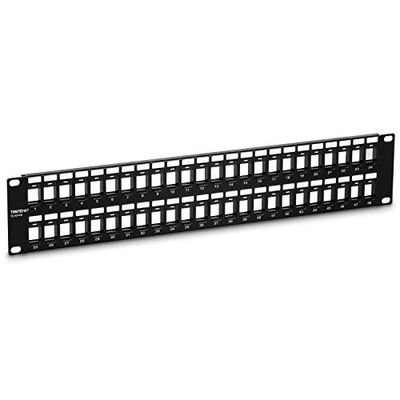 TRENDnet 48-Port Blank Keystone 2U HD Patch Panel, 2U 19” Rackmount Housing, HD Keystone Network Patch Panel, Recommended With TC-K25C6 & TC-K50C6 Cat6 Keystone Jacks (Sold Separately), Black, TC-KP48 $25.99 (Reg $37.45)