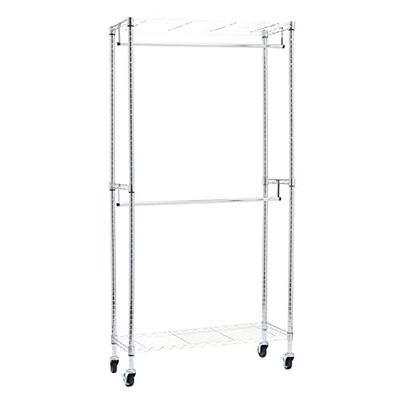 Amazon Basics Double Hanging Rod Garment Rolling Closet Organizer Rack, Chrome $57.75 (Reg $61.88)