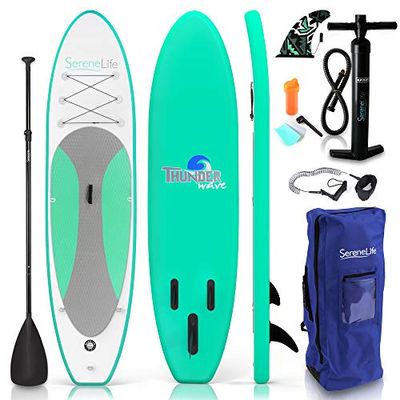 SereneLife Inflatable Stand Up Paddle Board (6 Inches Thick) Universal SUP Wide Stance w/Bottom Fin for Paddling and Surf Control | Non-Slip Deck | Youth and Adult $329.71 (Reg $478.81)