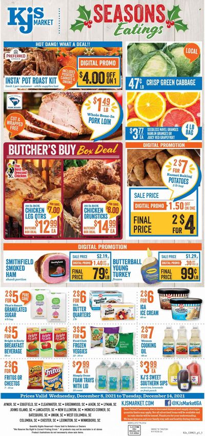 KJ´s Market (GA, SC) Weekly Ad Flyer December 8 to December 15
