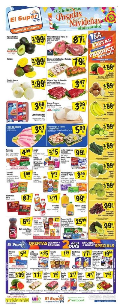 El Super (CA, NM, NV, TX) Weekly Ad Flyer December 8 to December 15